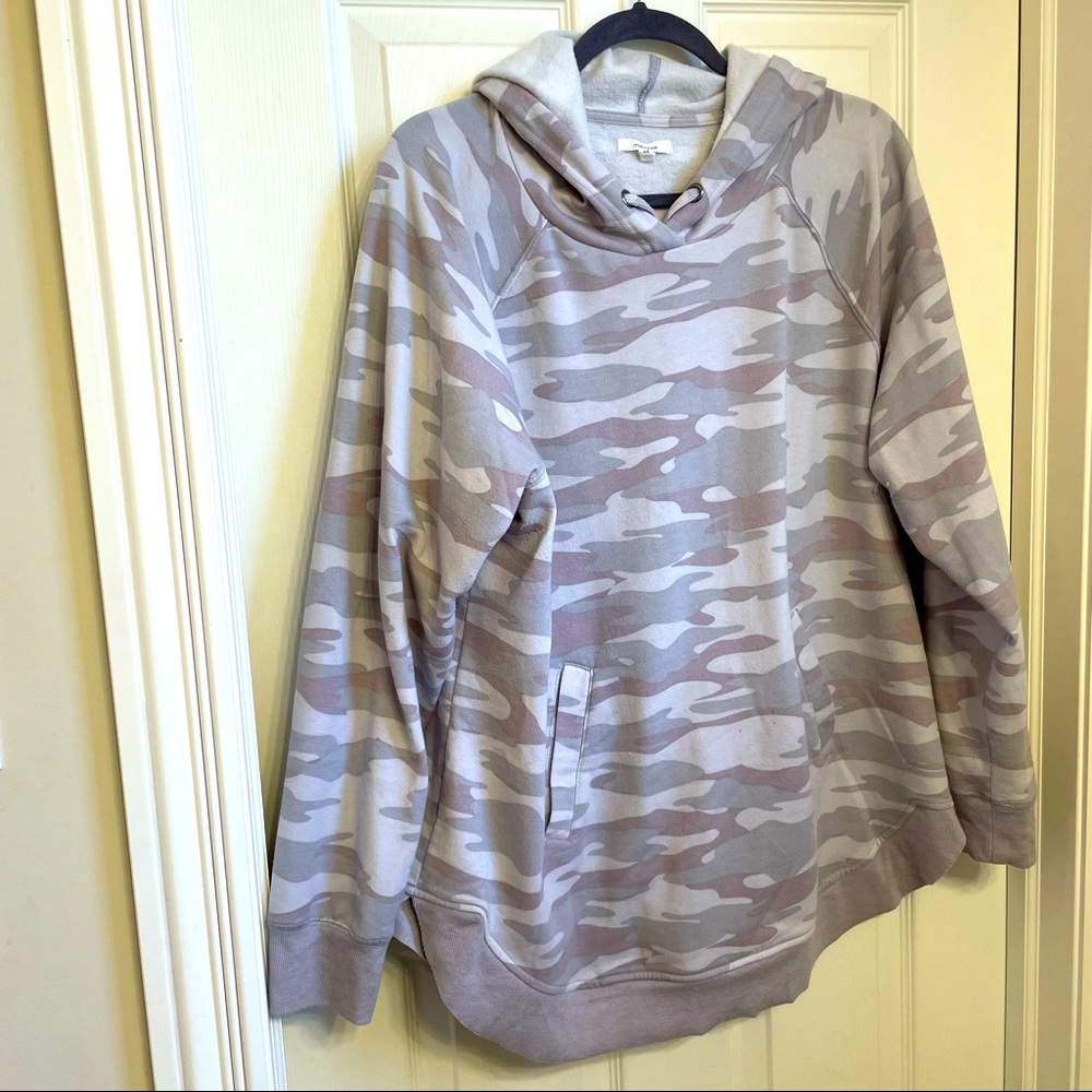Purple gray camo print hooded sweatshirt. I love this but it’s to big for me